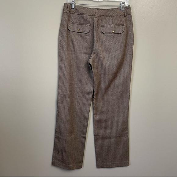 Eddie Bauer Herringbone Trousers Wool Blend Women's 6T Brown Dress Pants Slacks - Picture 5 of 15